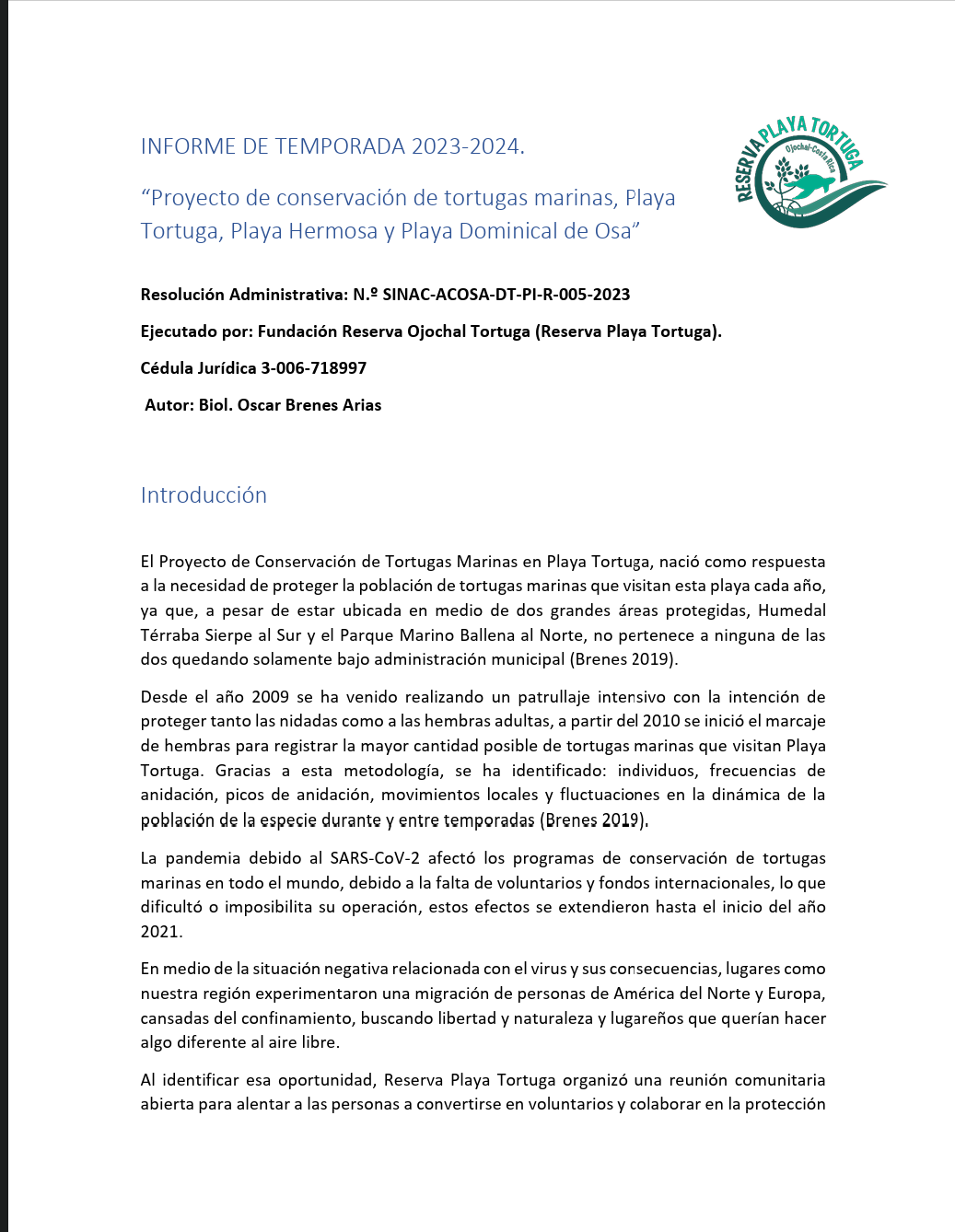 Cover Informe Tortugas 2023-2024