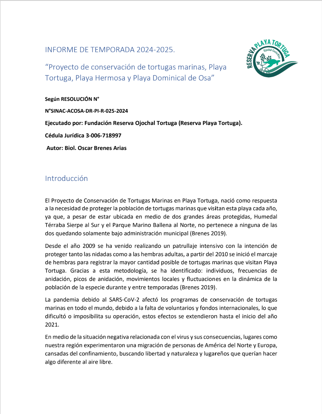 Cover Informe Tortugas 2024-2025