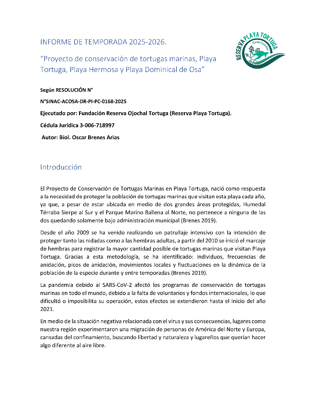 Cover Informe Tortugas 2025-2026